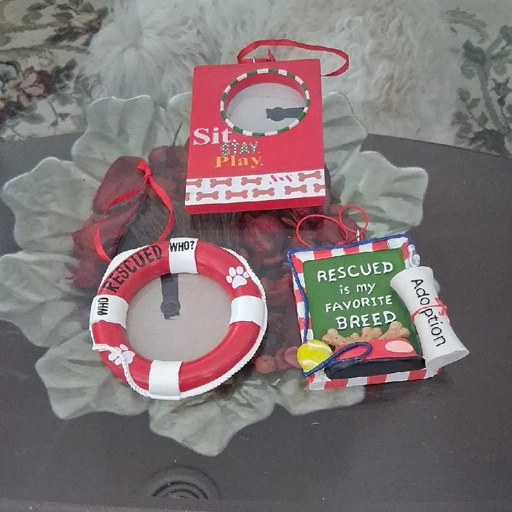 Rescue-Themed Ornament Set - Red and White